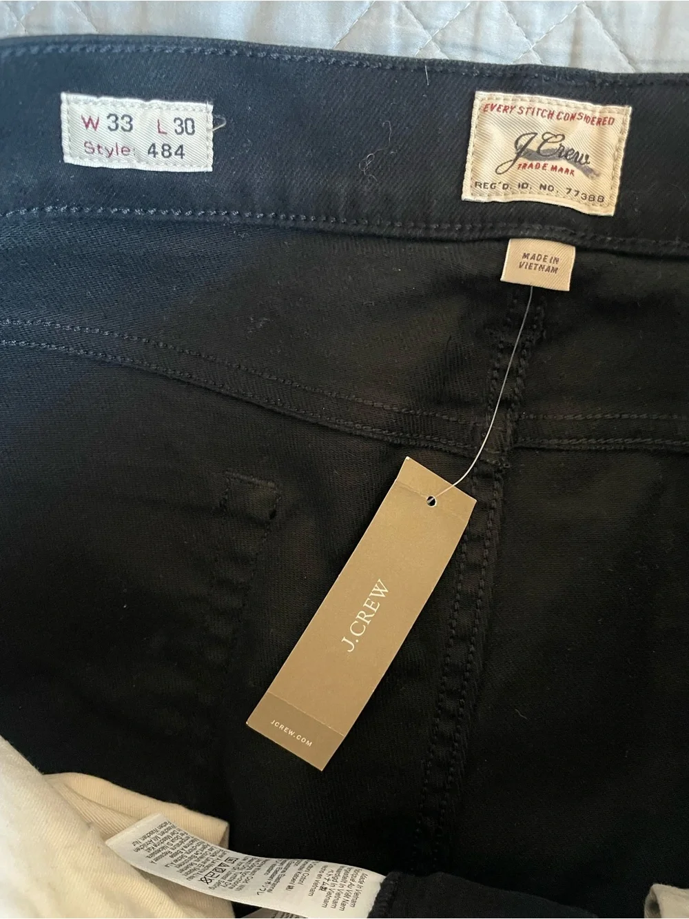 J CREW 484 Slim-fit Bergen five-pocket pant in Black Size 33/30 NWT $118 CH145
